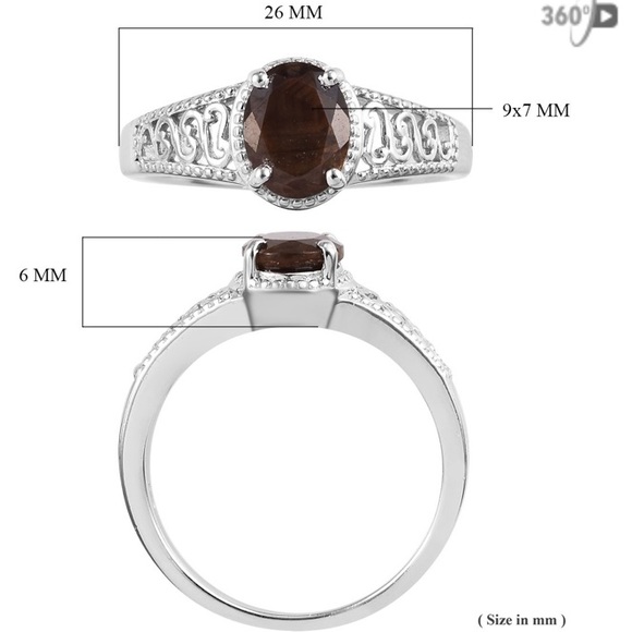 Chocolate Sapphire Ring in Platinum Bond Brass - Picture 6 of 8